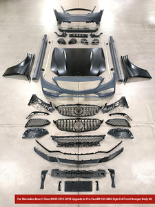 Kit de carrosserie pour <span class=keywords><strong>Mercedes</strong></span>-Benz Classe C W205 2015-2018, mise à niveau vers C63 <span class=keywords><strong>AMG</strong></span> avec pare-chocs avant et arrière, calandre, capot et jupes latérales - Product Image 4