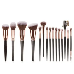 15 Piece Brush Set Cosmetic Brushes 2023 Buy Private Label Best Professional Black High Quality Makeup Brushes Set New Vegan