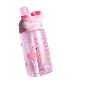 另类颜色火烈鸟可爱印花儿童饮用17盎司双酚a免费儿童Tritan塑料儿童吸管水瓶