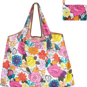 Bolsas de Compras Plegables Reutilizables de RPET al por Mayor de Fábrica, Impresión de Logotipo Personalizado en Nailon y Poliéster para Compras - Product Image 1