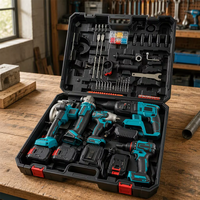 Kit combiné d'outils électriques sans fil 21V 5-en-1 sans balais : perceuse, visseuse, marteau, clé à chocs