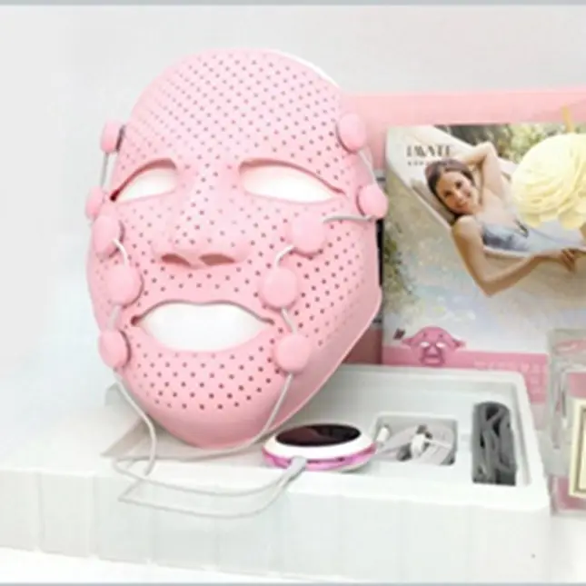 De silicona de grado de alimentos masaje Facial máscara EMS Micro-corriente cara masajeador Led vibración masaje SPA belleza máscara