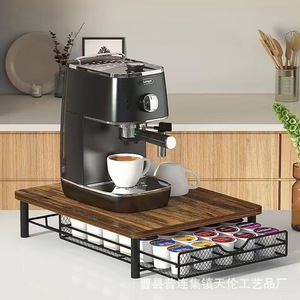 Cross-border wooden bar counter coffee machine capsule storage rack solid wood household <b>desktop</b> multi-purpose storage <b>shelf</b> - Product Image 1