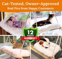 Perchoir de fenêtre en bois massif pour chat avec ventouses puissantes conception de lit hamac capacité de charge gain de place pour lit monté sur fenêtre