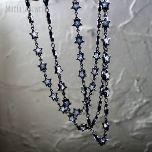 NM43591 Gunmetal Jewelry Cubic Zirconia Pentagram Star Y2k Moon Choker Necklace <strong>Witch</strong> Goth Layering Boho <strong>Jewellery</strong> - Product Image 5