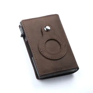 射频识别Blaocking铝制超薄卡座钱夹口袋，带正品碳纤维钱包，用于防丢失装置