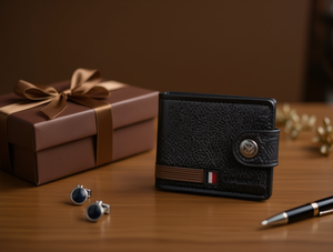 Portafoglio da uomo Jd a un solo bottone, mini, in vera pelle, 5 pollici, confezione regalo - Product Image 2