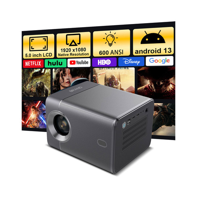 A6 Portable Home Theater Projector 1080P Sealed Optics 4K Support Android 13 BT WiFi Auto Focus Auto Keystone Stylish Design
