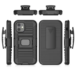 Magnet Holder Case for iPhone 12 Combo Holster Shell Case Shockproof Army Design for iPhone 11 Pro Max