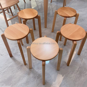 Moderne Eetkamer Woonkamer Restaurant En Coffeeshop Massief Houten Frame Stoelkrukken Te Koop Stapelbare Houten Krukken - Product Image 5