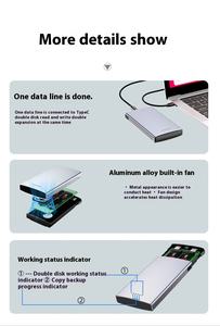 Çift 5G NGFF/NVME RAID dizi muhafaza çift protokol 3.<span class=keywords><strong>2</strong></span> tip-c <span class=keywords><strong>2</strong></span>.4G Wi-Fi desteklenen katı hal sabit Disk 10G/20G Max kullanılan 3G - Product Image 4