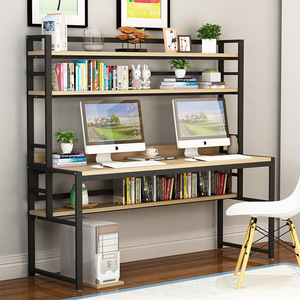 Computer Desk With Bookshelf 120x60x165cm Simple Modern Home Office Study Desk For Student And Children Double Writing Desk - Product Image 1