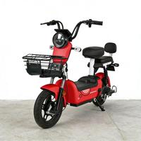 Vélo électrique de ville 48V 350W avec pneus de 14 pouces, batterie au plomb-acide, assistance au pédalage et grand panier
