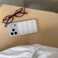 NOUVELLE Coque de téléphone IMD mate à rayures colorées et étoiles pour iPhone 18 Pro Max 17 Pro 16 15 14 13 – Housse de protection tendance pour filles