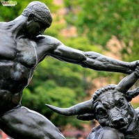 Gran Estatua Clásica de Bronce para Exteriores, Escultura del Héroe Griego Teseo y el Minotauro, Figura de Metal Antigua para Decoración de Jardín