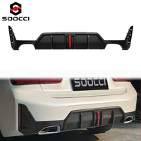 Kit carrosserie diffuseur inférieur de pare-chocs arrière en fibre de carbone sèche style MP avec feu stop LED pour BMW G20 G21 320i 330i M340i 2022-2026