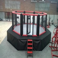 Cage de combat MMA octogonale de qualité compétition, structure en acier robuste, rembourrée pour une sécurité accrue