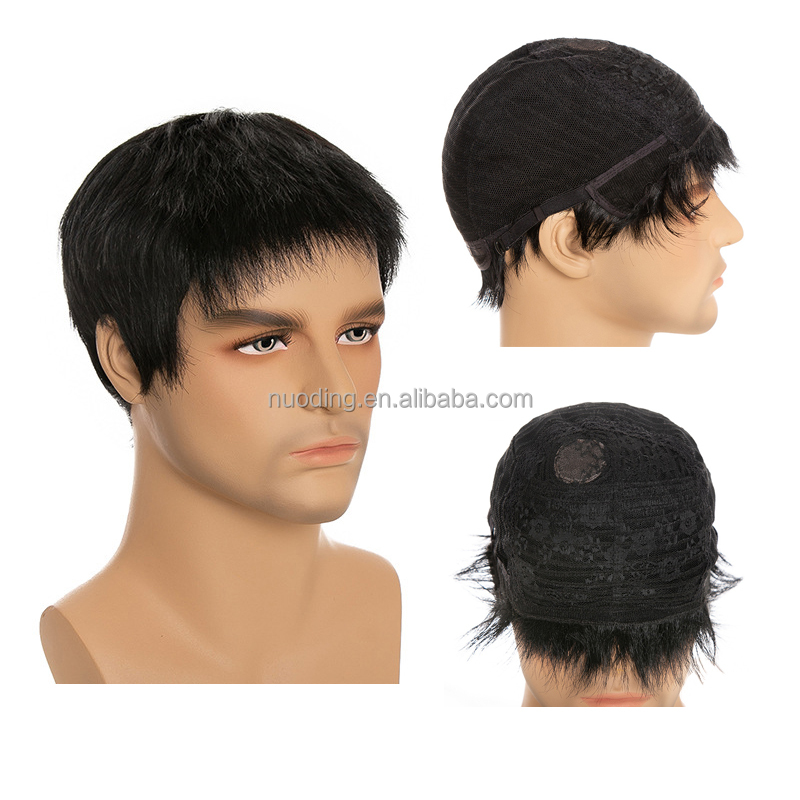 Human hair toupee 100% unprocessed brazilian human hair wigs men toupee short toupee making machine pelucas para hombre