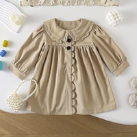 Mignonne robe coréenne d'automne pour bébé fille avec col de poupée, vêtement d'extérieur ample pour enfants