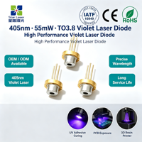 Dioda Laser Area Luas Multi-Warna 405nm untuk Sensor PM2.5 & Proyektor Langit Berbintang Paket TO3.8 4.4V 30mA Output 55mW