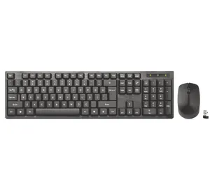 Kit Tetikus Keyboard Nirkabel Optik 2.4Ghz, Tetikus Nirkabel, Penerima Usb, Kombo untuk Pc Laptop Portabel, Setelan Kantor Ultra Tipis