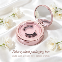 Boîte d'emballage pour faux cils, boîte ronde pour cils couleur or rose, deux paires par boîte, boîte à cils, maquillage des yeux