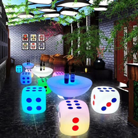 Meubles de bar d'extérieur, nouveau design, table et chaises lumineuses à 6 faces, cube lumineux LED à changement de couleur RGB avec télécommande, ensemble de sièges