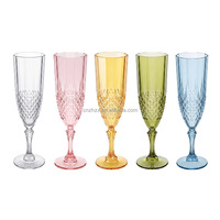 Gobelets à vin en plastique PS gaufré effet diamant, incassables, réutilisables, écologiques, pour mariage, banquet, anniversaire - Vente en gros