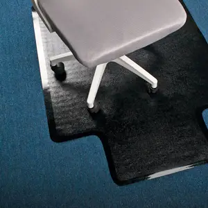 แผ่นรองเก้าอี้พีวีซีสีดำสำหรับป้องกันพื้นพรมสำหรับเก้าอี้โต๊ะทำงาน