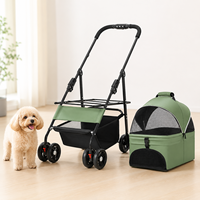 Poussette pliable pour animaux de compagnie personnalisable en gros avec sac de transport détachable 360 °   Poussette panoramique pour chien et chat avec roues pivotantes OEM