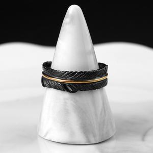 Ensemble de bijoux en acier inoxydable, bracelet ouvert réglable en argent, bracelet en forme de plume pour homme et femme, bijoux classiques, cadeau - Product Image 4