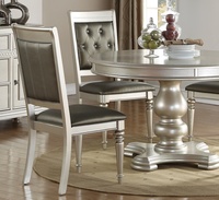 Ensemble de 2 chaises de salle à manger capitonnées avec accents argentés de luxe