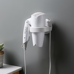 Wall Mounted Hair Dryer Holder Suction Cup Mount Circular Design For Bathroom Storage Durable Yellow White Black Color Options - Product Image 4