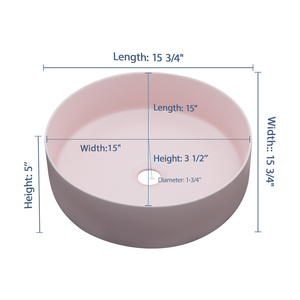 Sarlai Round Shape Pink Countertop Handmade Wash Basin Vessel <strong>Bathroom</strong> Ceramic Table Top Art <strong>Sink</strong> <strong>Bowl</strong> - Product Image 3