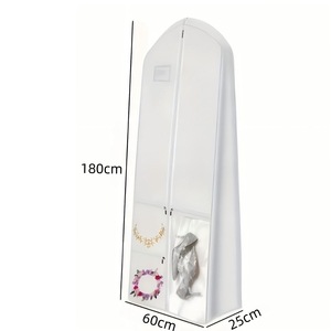 Housse de rangement pour robe de mariée, épaisse et résistante, en cuir, pour robe bustier, anti-humidité, avec fermeture éclair, grande taille - Product Image 3