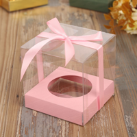 Boîte à emporter transparente couleur macaron pour cupcake individuel, tarte aux œufs, pâtisserie, dessert, emballage de gâteau en PET pour pâtisserie