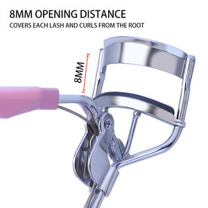Rizador de pestañas rosa fuerte portátil de nuevo diseño, rizador de elevación de pestañas de acero inoxidable con mango de silicona rombo - Product Image 5