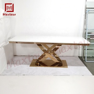 Đồ Nội Thất Nhà Hàng Bộ Phòng Ăn Bằng Thép Sang Trọng Bộ Bàn Ăn Bàn Ăn Bằng Đá Cẩm Thạch Cho Gia Đình - Product Image 5