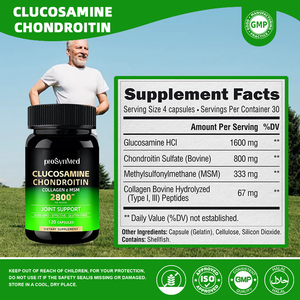 <span class=keywords><strong>Glucosamine</strong></span> Chondroïtine Collageen <span class=keywords><strong>Capsules</strong></span>, voedingssupplement ter ondersteuning van de gewrichten, voor volwassenen, bevordert de bewegingsvrijheid. - Product Image 3