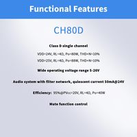 Module d'amplificateur vocal puce série classe D monocanal, remplacement gratuit du module de son CH80D
