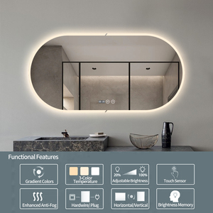 Miroir de bain intelligent au design moderne Lumières Nouveau miroir de maquillage ovale pour salle de bain Affichage de l'heure Fonction lumineuse Solution de conception graphique - Product Image 5