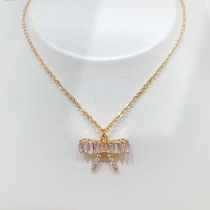 factory price plata 925 <b>silver</b> bridal dainty <b>necklace</b> wholesale choker valentine <b>rose</b> gold zircon bow charms <b>necklaces</b> for girls - Product Image 1