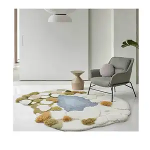 Home Luxury Customized Handmade Real Wool Tufted 3D Green Forest Moss Rug