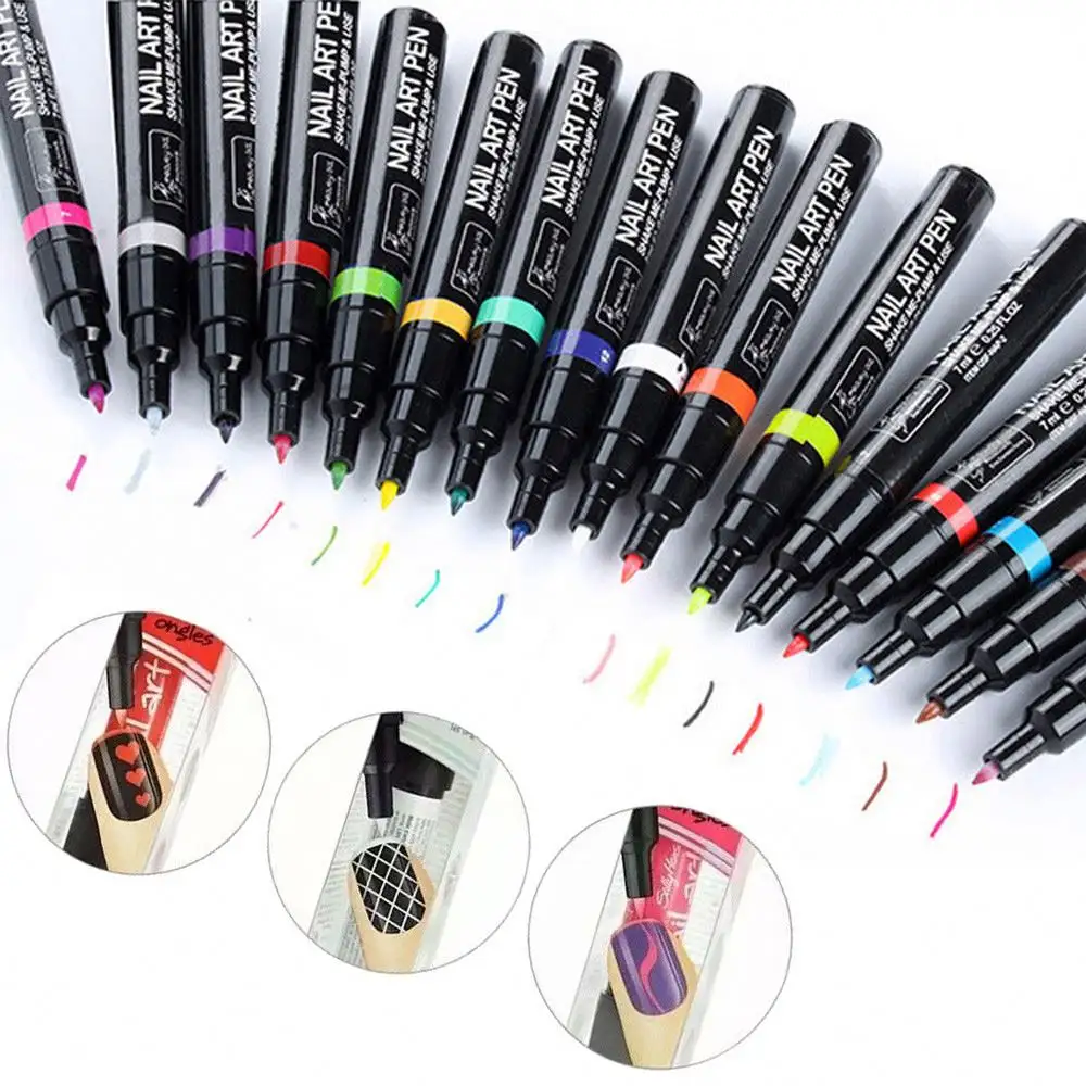 UV Nail Polish Pen 16 Colors 3D Nail Art Marker Paint Pen Manicure Design Nails Accessoires Gel 2023 New Painting Tools