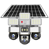 Lampadaire solaire avec surveillance par trois caméras, vision nocturne infrarouge, 360 degrés sans angle mort, charge par panneau solaire, 3 écrans