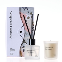 Coffret Cadeau M&Sense : Bougie Parfumée Artisanale de Luxe en Pot de Verre et Mini Diffuseur à Bâtonnets