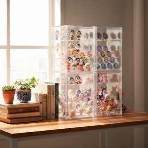 Suporte de Exibição para Blind Box em Plástico Acrílico Transparente, Dobrável e Empilhável, com Tampa, para Blocos de Montar Artesanais e Bonecas - Product Image 1