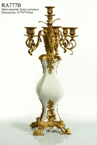 Porte-<span class=keywords><strong>bougie</strong></span> en laiton et céramique de style européen haut de gamme Evelyn, directement de l'usine, pour les intérieurs de villas et d'hôtels. - Product Image 6