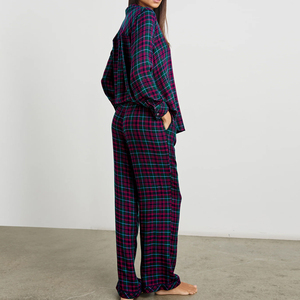 Ensemble <span class=keywords><strong>pyjama</strong></span> en <span class=keywords><strong>flanelle</strong></span> à manches longues, chemise de nuit boutonnée et <span class=keywords><strong>pantalon</strong></span> rayé, <span class=keywords><strong>pyjama</strong></span> deux pièces pour <span class=keywords><strong>femme</strong></span>, ensemble de vêtements de détente personnalisés pour <span class=keywords><strong>femme</strong></span> - Product Image 4