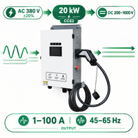 Borne de Recharge Publique 20kW CCS2 à Pistolet Unique OCPP 1.6J Écran Tactile IP54 pour Hôtels et Appartements avec Compteur d'Énergie, Facturation à Distance 4G et NFC